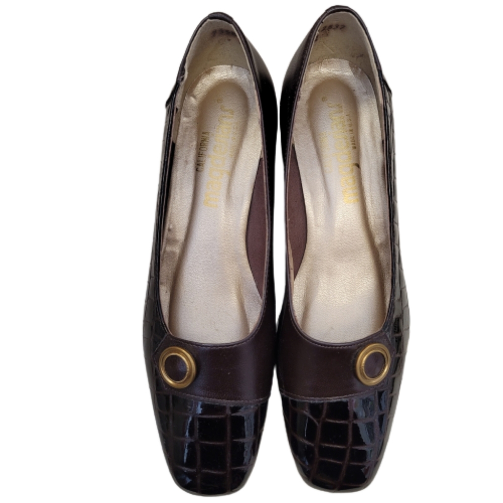 MAGDESIANS brown loafers 7 leather gold